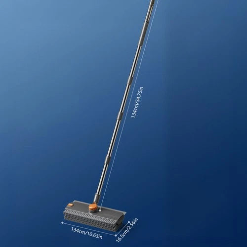 3-in-1 Floor Scrub Brush with Long Handle, Squeegee & Tweezer for Cleaning